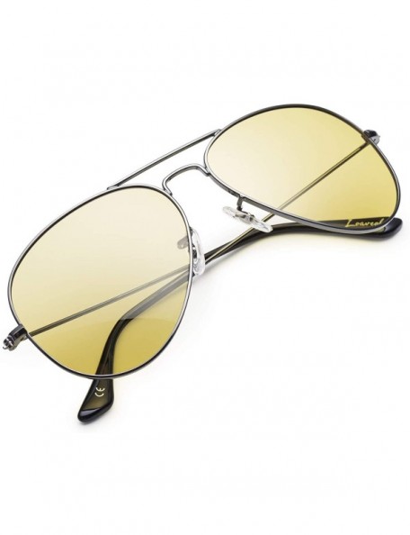 Aviator Night Driving Glasses - Classic Aviator Polarized Anti-glare Yellow Lens Sunglasses for Men Women - CB18EW73ZY6 $7.73