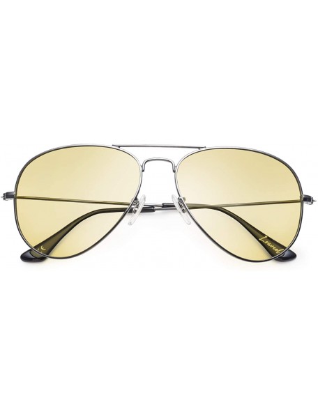 Aviator Night Driving Glasses - Classic Aviator Polarized Anti-glare Yellow Lens Sunglasses for Men Women - CB18EW73ZY6 $7.73