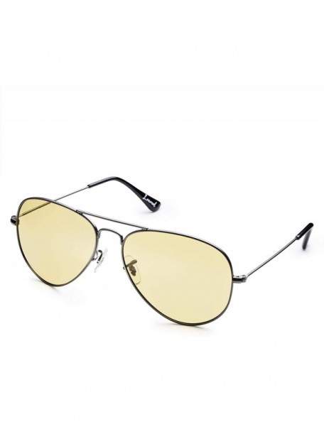 Aviator Night Driving Glasses - Classic Aviator Polarized Anti-glare Yellow Lens Sunglasses for Men Women - CB18EW73ZY6 $7.73