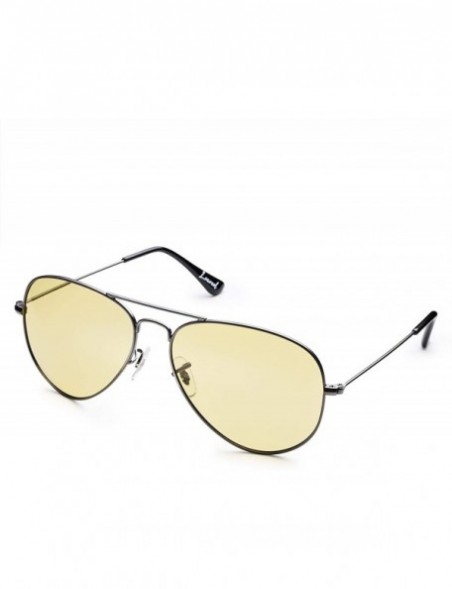 Aviator Night Driving Glasses - Classic Aviator Polarized Anti-glare Yellow Lens Sunglasses for Men Women - CB18EW73ZY6 $7.73