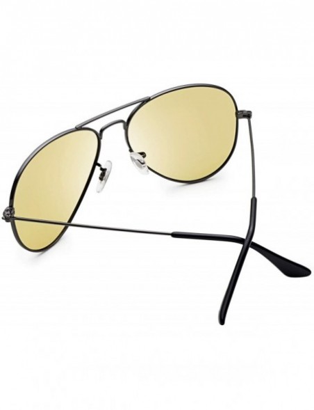Aviator Night Driving Glasses - Classic Aviator Polarized Anti-glare Yellow Lens Sunglasses for Men Women - CB18EW73ZY6 $7.73