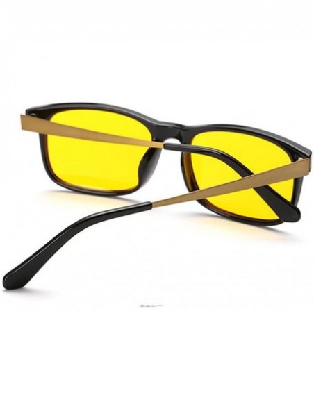 Square anti-radiation Blu-ray classic retro goggles men and women yellow lenses - Black Bronze Feet - CM18DIEHMQL $13.57