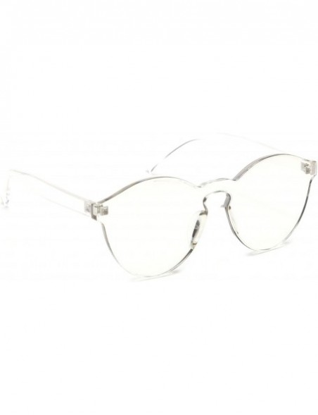 Rimless Round One Piece PC Lens Sunglasses Rimless Colorful Mono Block - Clear - C518G3OIGA0 $7.84