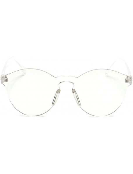 Rimless Round One Piece PC Lens Sunglasses Rimless Colorful Mono Block - Clear - C518G3OIGA0 $7.84