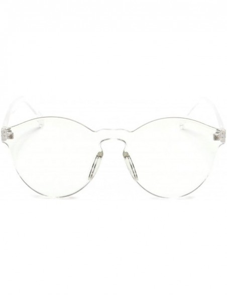 Rimless Round One Piece PC Lens Sunglasses Rimless Colorful Mono Block - Clear - C518G3OIGA0 $7.84