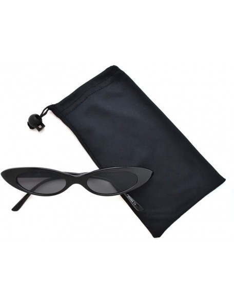 Oval Retrp 90's Trendy Narrow Oval Cat Eye Sunglasses P2463 - Black Smoke - CX18S7UOT0C $11.86