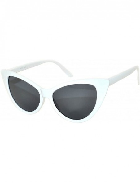 Cat Eye Vintage Cat Eye Sunglasses Smoke Lens White Frame - CM11VK94RND $9.53