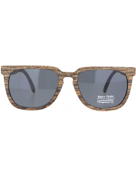 Rectangular Mens Wood Grain Rectangular Keyhole Horn Rim Plastic Sunglasses - Medium Wood Solid Black - CY18O3DKK9X $10.90