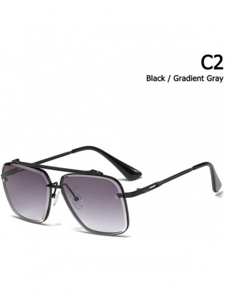 Square Men Gradient Sunglasses Vintage Design Sunglasses - C2 Black Gray - CQ194ODH9XA $29.03