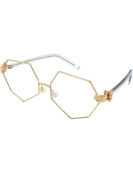 Oversized Vintage Style Angular Frames with Flat Lens 3136-FLCL - Gold - CD182EU5443 $11.35