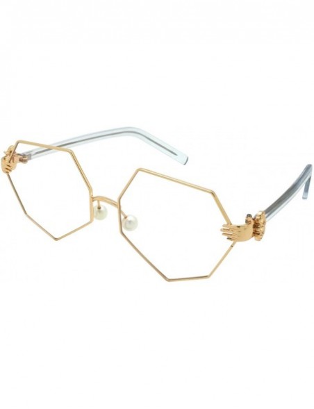 Oversized Vintage Style Angular Frames with Flat Lens 3136-FLCL - Gold - CD182EU5443 $11.35