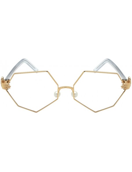 Oversized Vintage Style Angular Frames with Flat Lens 3136-FLCL - Gold - CD182EU5443 $11.35