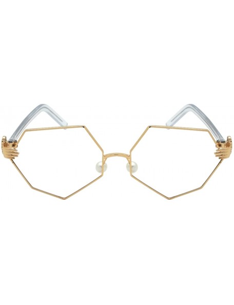 Oversized Vintage Style Angular Frames with Flat Lens 3136-FLCL - Gold - CD182EU5443 $11.35