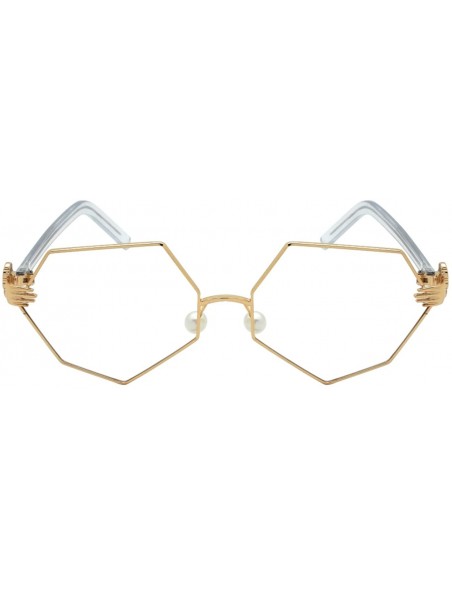Oversized Vintage Style Angular Frames with Flat Lens 3136-FLCL - Gold - CD182EU5443 $11.35