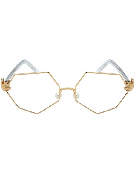 Oversized Vintage Style Angular Frames with Flat Lens 3136-FLCL - Gold - CD182EU5443 $11.35