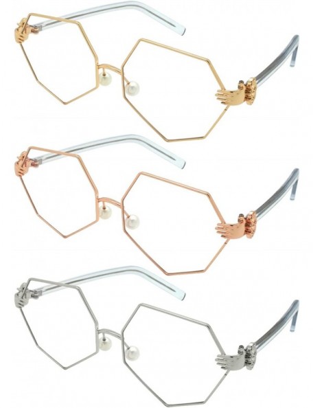 Oversized Vintage Style Angular Frames with Flat Lens 3136-FLCL - Gold - CD182EU5443 $11.35