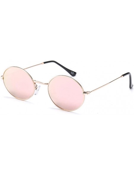 Square Vintage Small Oval Sunglasses Women Men Black Glasses Retro Driving Sun Glasses UV400 - Gold Pink - CY18TTAWD9E $12.62