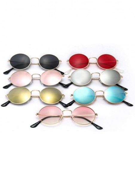 Square Vintage Small Oval Sunglasses Women Men Black Glasses Retro Driving Sun Glasses UV400 - Gold Pink - CY18TTAWD9E $12.62