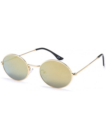 Square Vintage Small Oval Sunglasses Women Men Black Glasses Retro Driving Sun Glasses UV400 - Gold Pink - CY18TTAWD9E $12.62