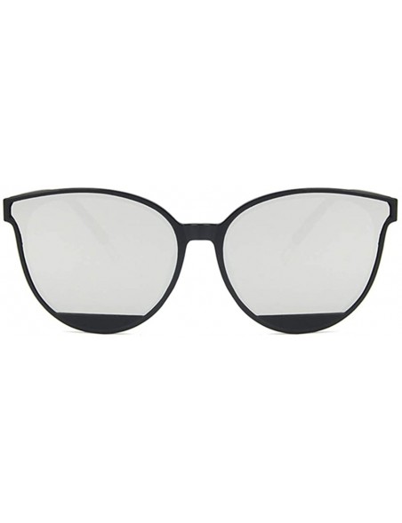 Oval Unisex Sunglasses Retro Bright Black Grey Drive Holiday Oval Non-Polarized UV400 - Bright Black White - C818RLIA8NE $10.58