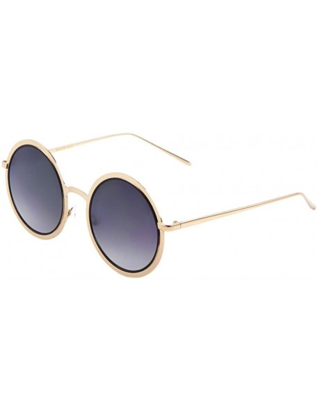 Oversized Mod Round Sunglasses for Women Men UV Protected Runway Fashion - Gold/Smoke - CT12O42VLLY $9.65