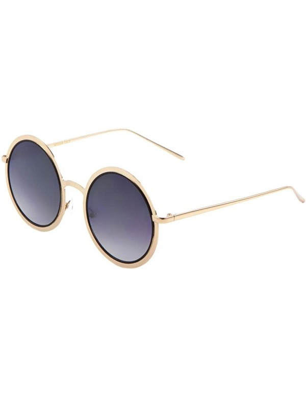 Oversized Mod Round Sunglasses for Women Men UV Protected Runway Fashion - Gold/Smoke - CT12O42VLLY $9.65