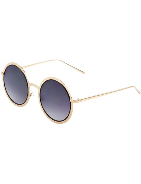 Oversized Mod Round Sunglasses for Women Men UV Protected Runway Fashion - Gold/Smoke - CT12O42VLLY $9.65