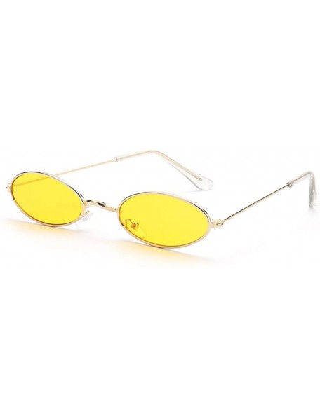 Oval Vintage Oval Sunglasses Small Metal Frame Retro Eyewear Candy Colors Summer Eye Glasses - Gold & Yellow - CP19994X0MC $8.23