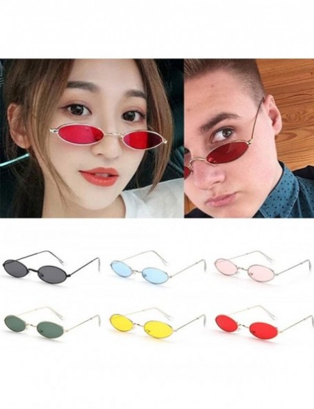 Oval Vintage Oval Sunglasses Small Metal Frame Retro Eyewear Candy Colors Summer Eye Glasses - Gold & Yellow - CP19994X0MC $8.23