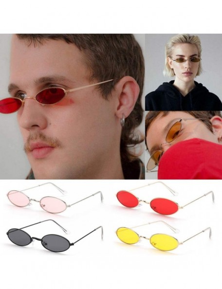 Oval Vintage Oval Sunglasses Small Metal Frame Retro Eyewear Candy Colors Summer Eye Glasses - Gold & Yellow - CP19994X0MC $8.23