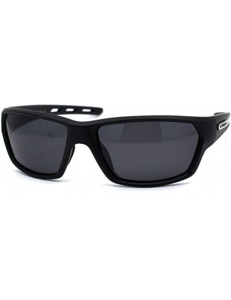 Sport Polarized 90s Sport Warp Rectangle Light Weight Plastic Sunglasses - Matte Black - C7195ED6SD3 $11.95