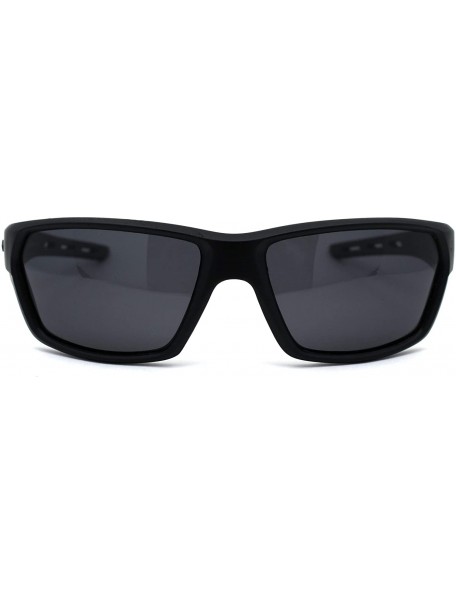 Sport Polarized 90s Sport Warp Rectangle Light Weight Plastic Sunglasses - Matte Black - C7195ED6SD3 $11.95