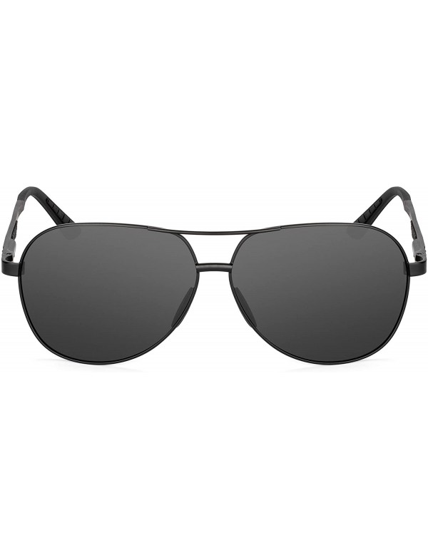 Sport XXL extra large Classic Round Aviator Polarized Sunglasses for big wide heads 150mm - Black - C01895T7NY7 $24.69