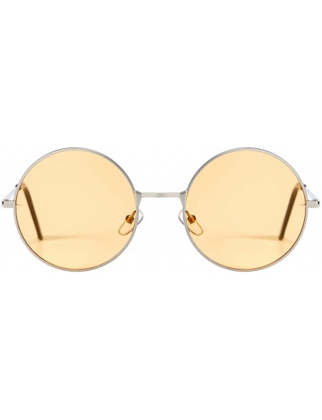 Goggle Vintage Retro Round Sunglasses Cyber Goggles Steampunk Punk Hippy - Silver / Orange (Hp03) - C511QXGLLSH $7.51