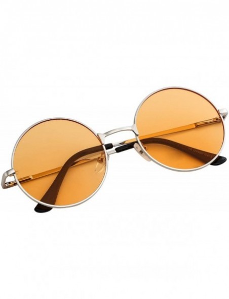 Goggle Vintage Retro Round Sunglasses Cyber Goggles Steampunk Punk Hippy - Silver / Orange (Hp03) - C511QXGLLSH $7.51