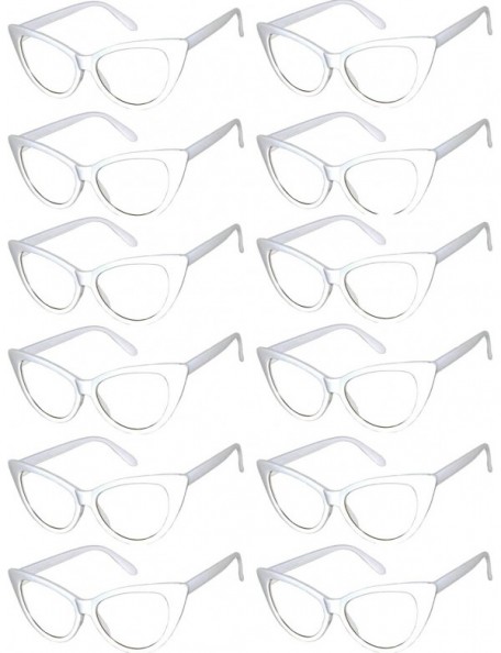 Sport Retro Women's Cat Eye Vintage Sunglasses Smoke Lens 12 PCS wholesale - Cat_eye_12p_clear_white - CU185UZHDI9 $24.48