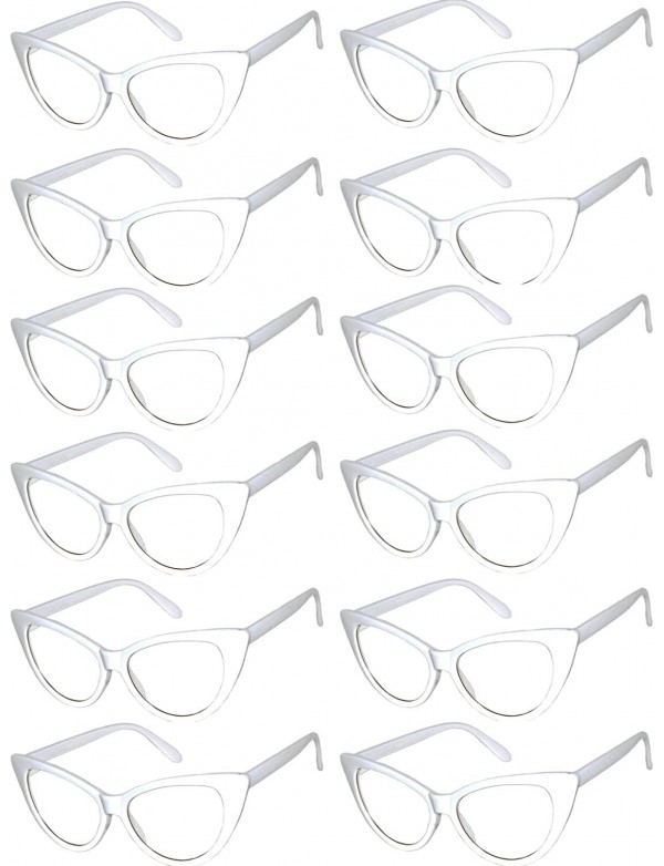 Sport Retro Women's Cat Eye Vintage Sunglasses Smoke Lens 12 PCS wholesale - Cat_eye_12p_clear_white - CU185UZHDI9 $24.48