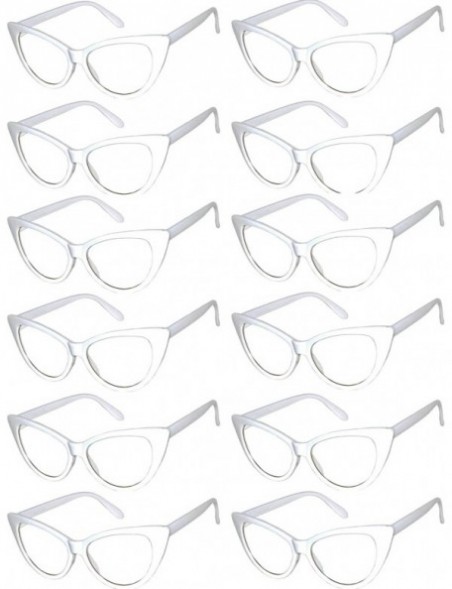 Sport Retro Women's Cat Eye Vintage Sunglasses Smoke Lens 12 PCS wholesale - Cat_eye_12p_clear_white - CU185UZHDI9 $24.48