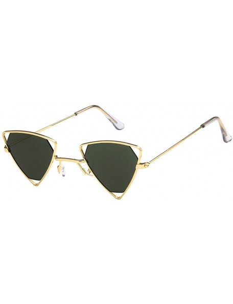 Goggle Retro Classic Trendy Stylish Sunglasses for Men Women - 100% UV Protection - Triangle Designer Style - Gold Green - CL...