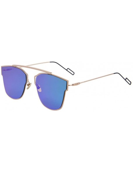 Semi-rimless Women Cat Eye UV400 Sunglasses Classic Shades Coating Mirror Sunglasses - Green - C817Z74R94T $11.67