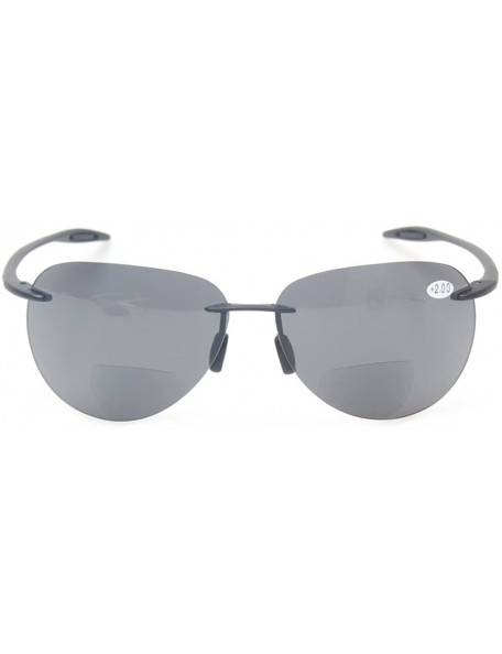 Rimless Bifocal Reading Glasses Rimless Sunglasses Lightweight Outdoor Activity Readers - Black Gray Lens - C8183WRML45 $13.29