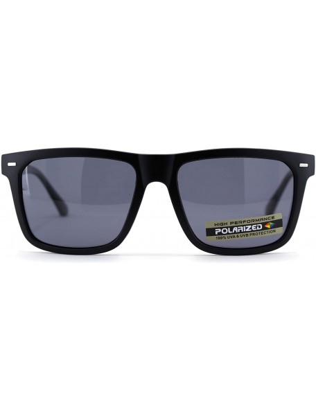 Rectangular Polarized Mens Hipster Horn Rim Metal Arm Sunglasses - Matte Black Black - C618UEQ6ECC $9.73