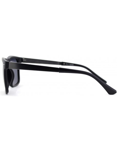 Rectangular Polarized Mens Hipster Horn Rim Metal Arm Sunglasses - Matte Black Black - C618UEQ6ECC $9.73