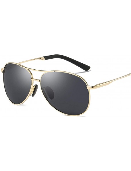 Square New Polarized Men Sunglasses Classic Pilot Driving Sun Glasses Metal Frame Mirror Lens Men/Women - Gray Black - CB197Y...