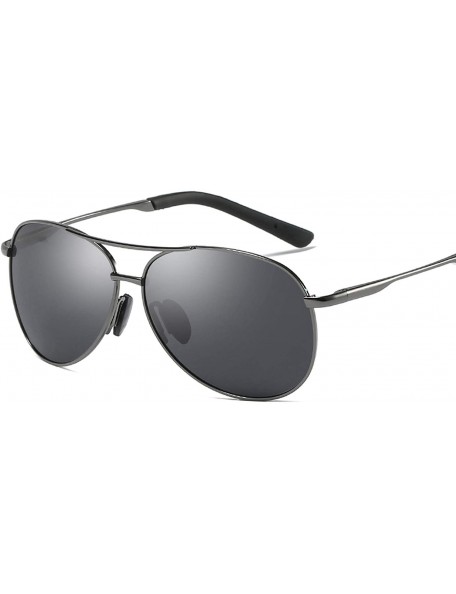 Square New Polarized Men Sunglasses Classic Pilot Driving Sun Glasses Metal Frame Mirror Lens Men/Women - Gray Black - CB197Y...