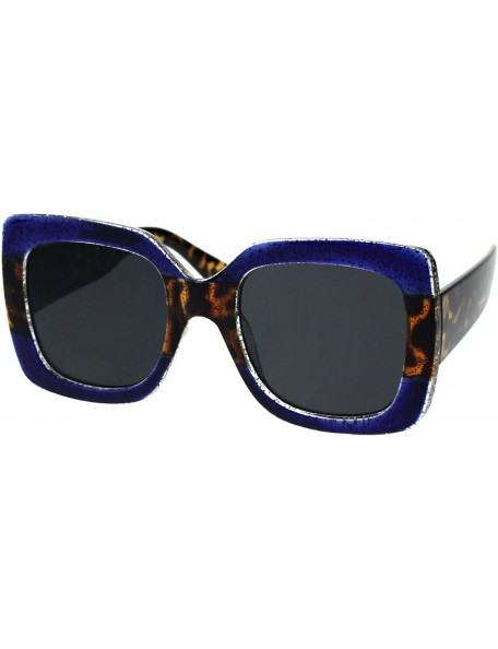 Oversized Oversized Square Frame Sunglasses Womens Celebrity Fashion Shades - Blue Tortoise - C118GYDA0DA $11.03