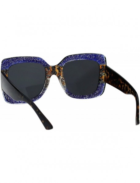 Oversized Oversized Square Frame Sunglasses Womens Celebrity Fashion Shades - Blue Tortoise - C118GYDA0DA $11.03