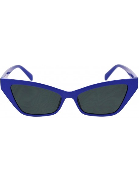 Cat Eye Mod Chic Squared Cat Eye Narrow Plastic Sunglasses - Blue Black - C518QA07KMQ $8.73