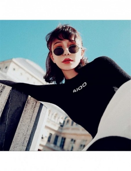 Goggle Women Retro Vintage Oval Sunglasses Summer Fashion Ellipse Metal Frame UV400 Sun Glasses - D - CA18UMKUOTL $9.82