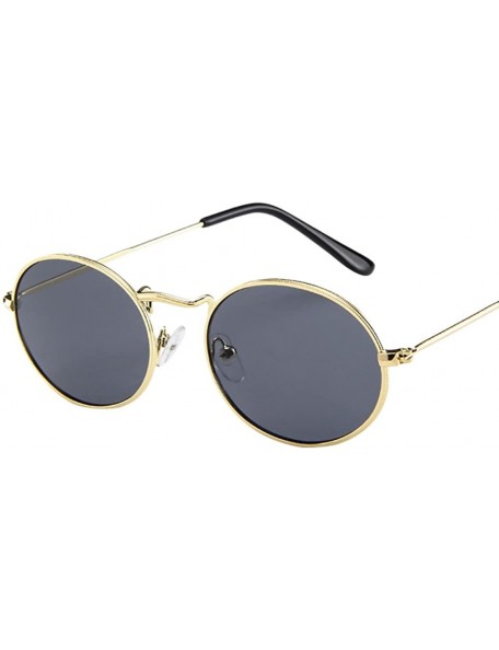 Goggle Women Retro Vintage Oval Sunglasses Summer Fashion Ellipse Metal Frame UV400 Sun Glasses - D - CA18UMKUOTL $9.82